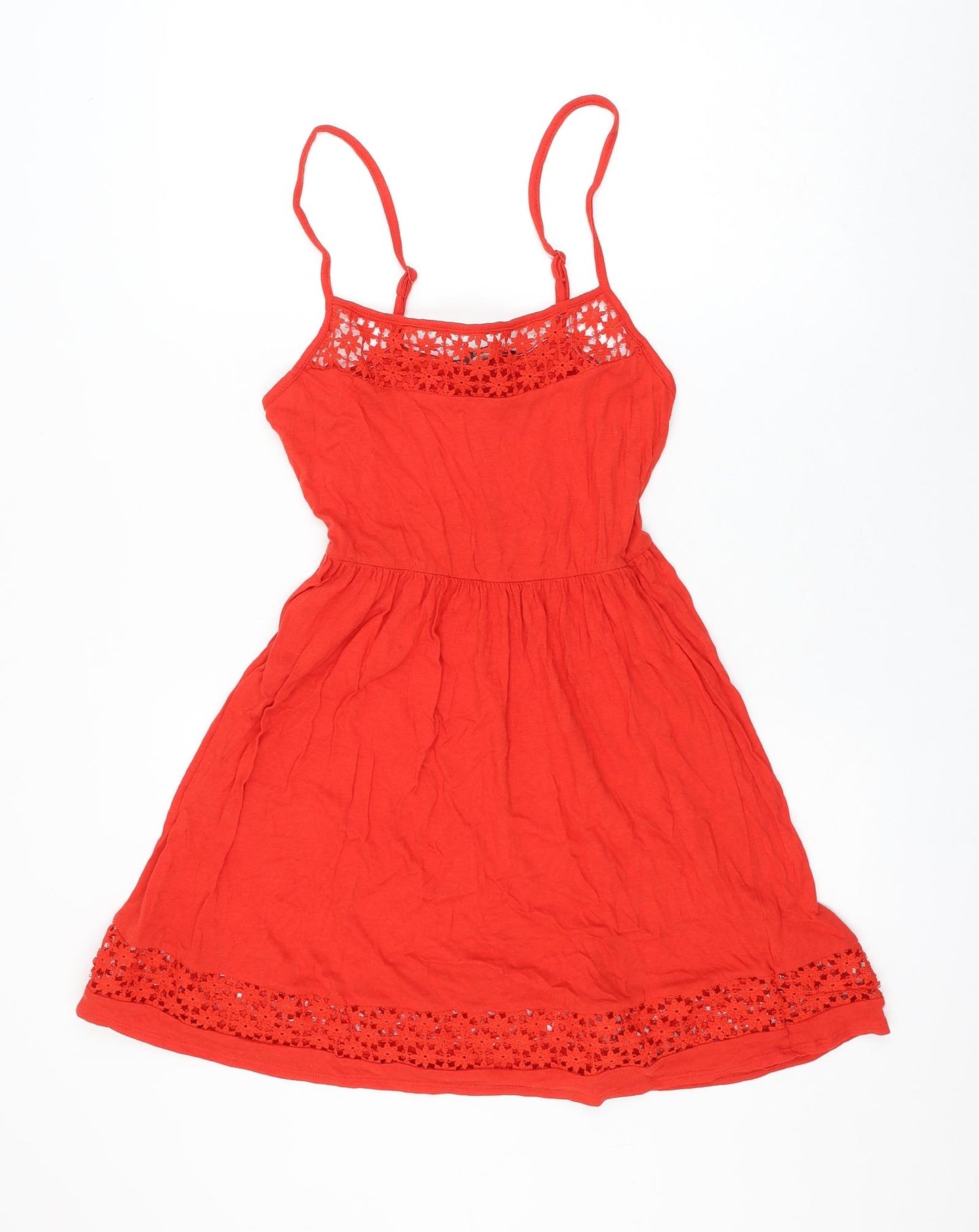 Atmosphere Womens Red Cotton Skater Dress Size 8 Round Neck Pullover