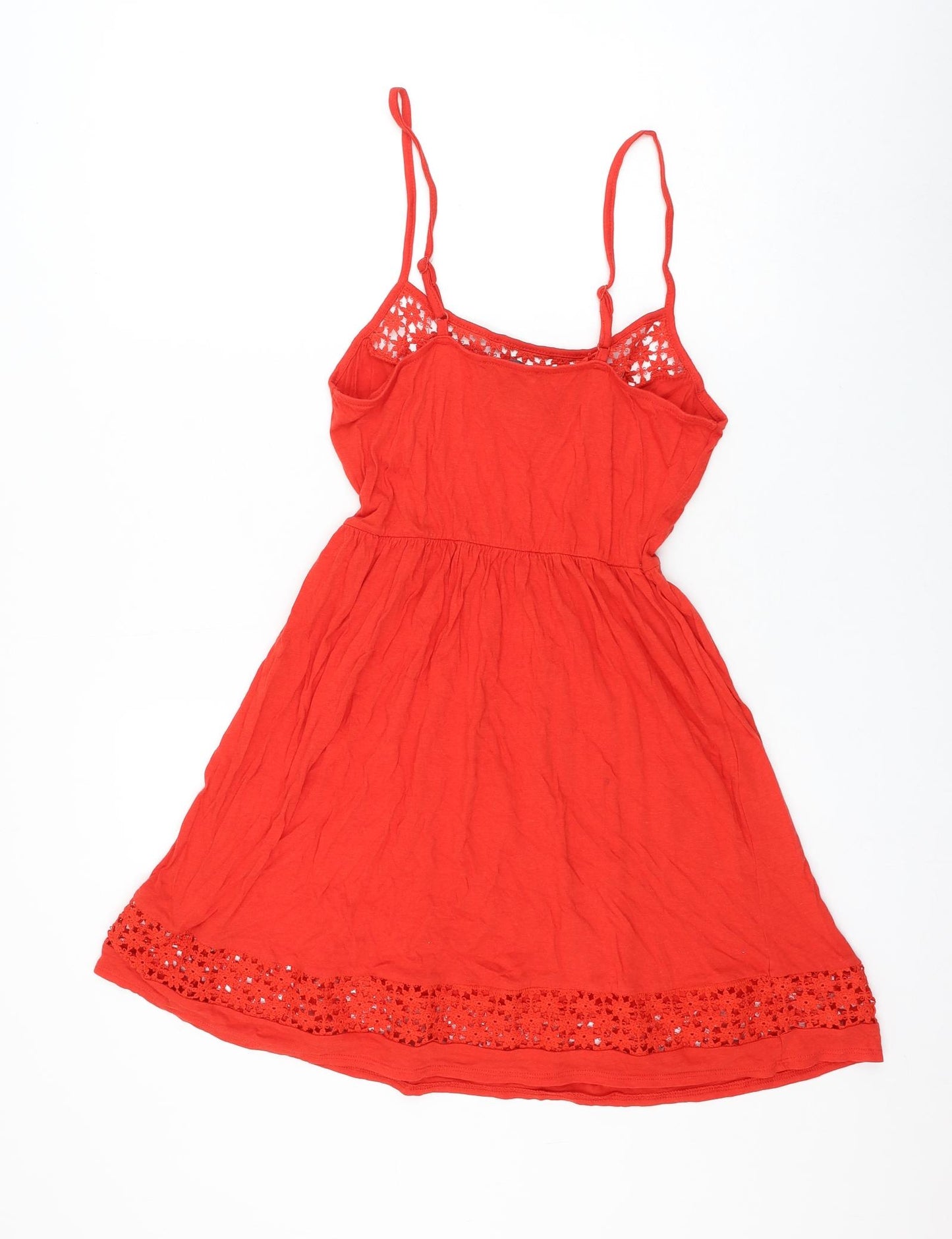 Atmosphere Womens Red Cotton Skater Dress Size 8 Round Neck Pullover