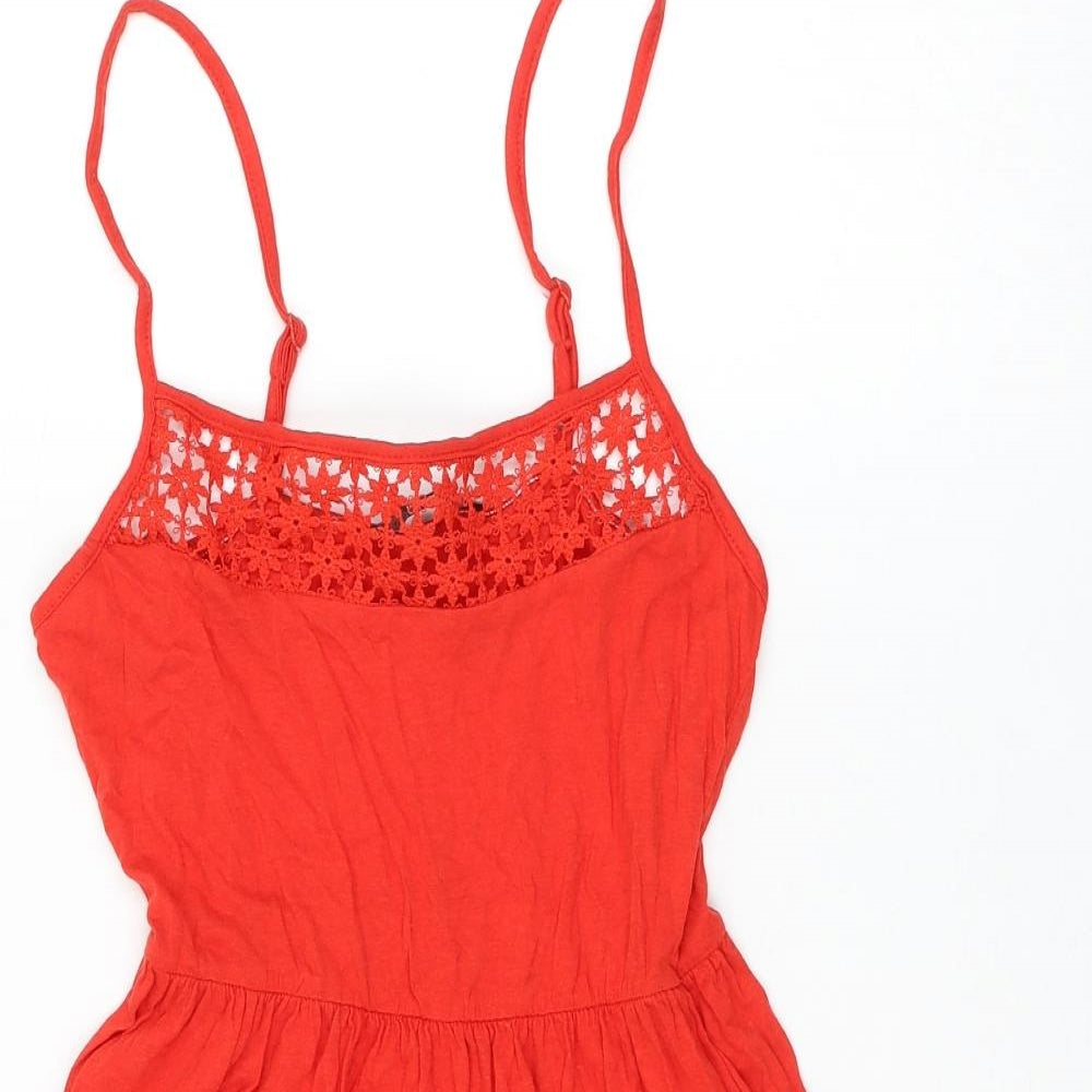Atmosphere Womens Red Cotton Skater Dress Size 8 Round Neck Pullover