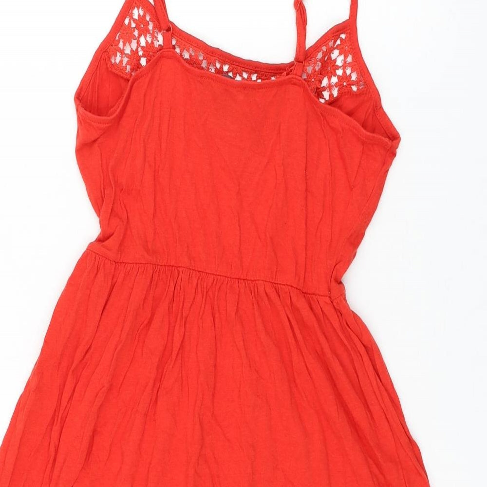 Atmosphere Womens Red Cotton Skater Dress Size 8 Round Neck Pullover