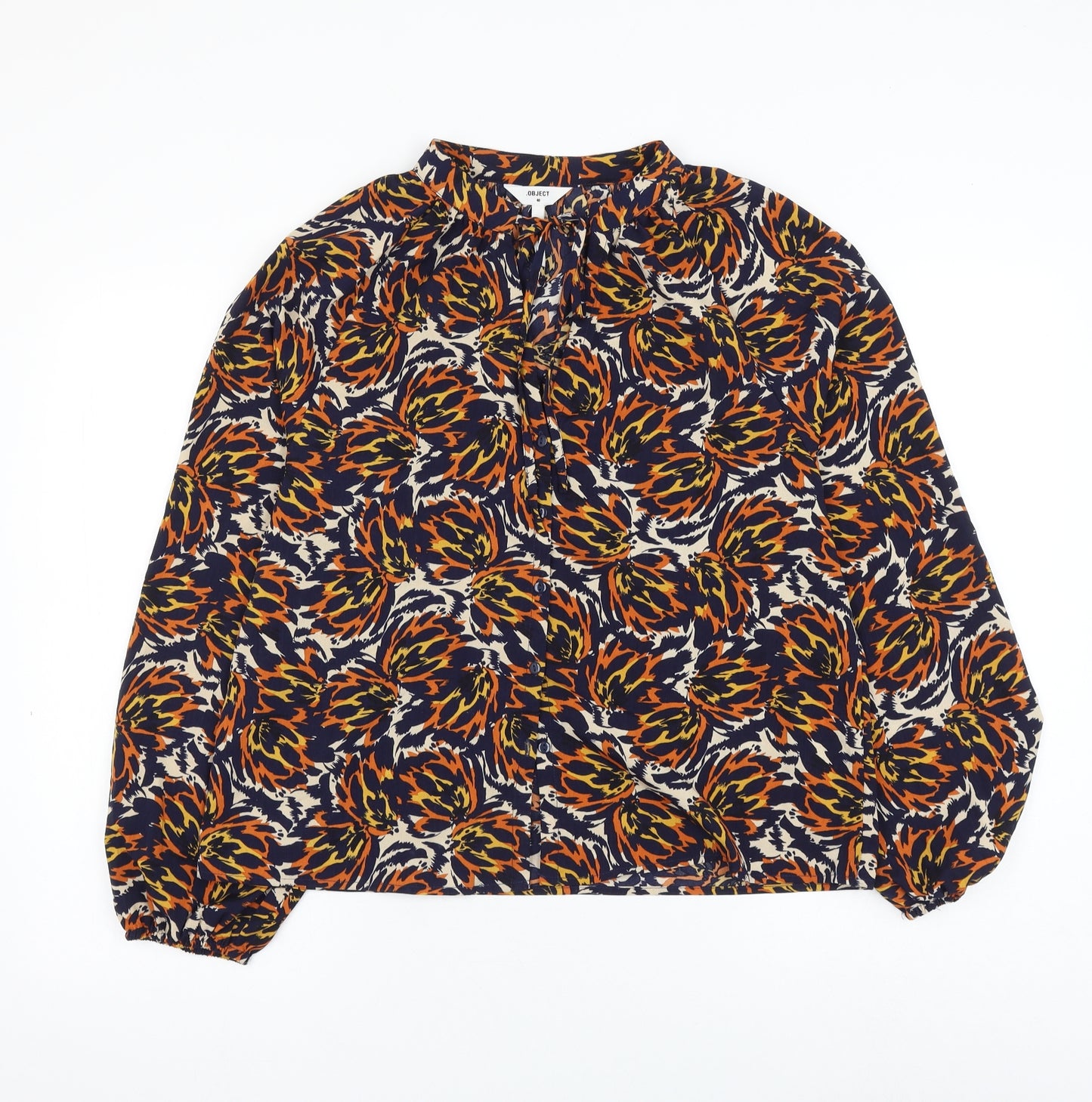 Object Womens Multicoloured Geometric Polyester Basic Blouse Size 12 V-Neck