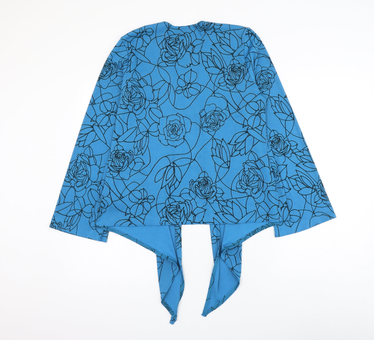 WEEKENDERS Womens Blue V-Neck Floral Polyester Cardigan Jumper Size M