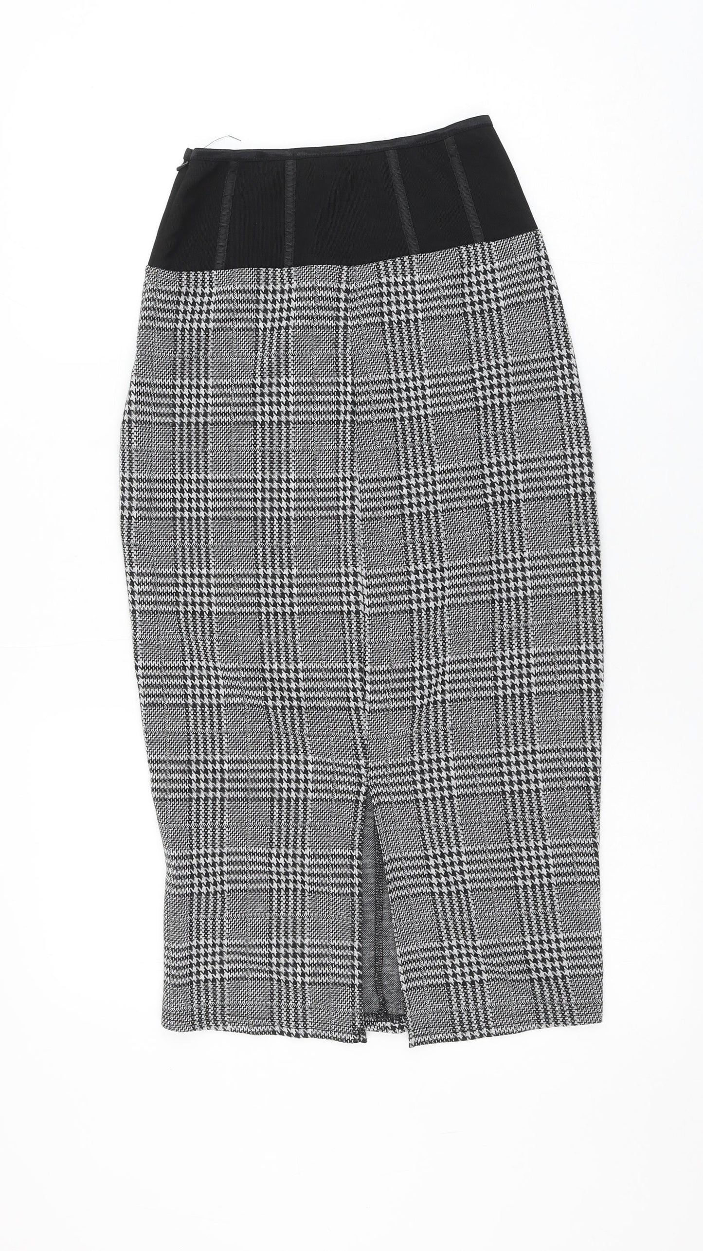 River Island Womens Grey Check Polyester Straight & Pencil Skirt Size 10 Zip