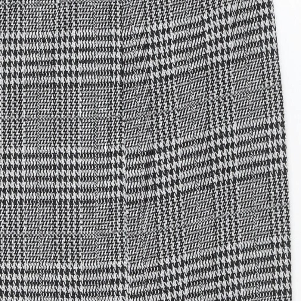 River Island Womens Grey Check Polyester Straight & Pencil Skirt Size 10 Zip