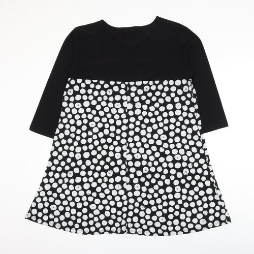 Grace Womens Black Polka Dot Polyester A-Line Size 14 Round Neck Pullover