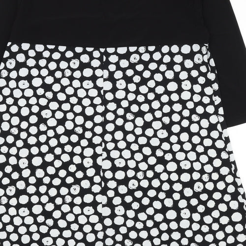 Grace Womens Black Polka Dot Polyester A-Line Size 14 Round Neck Pullover