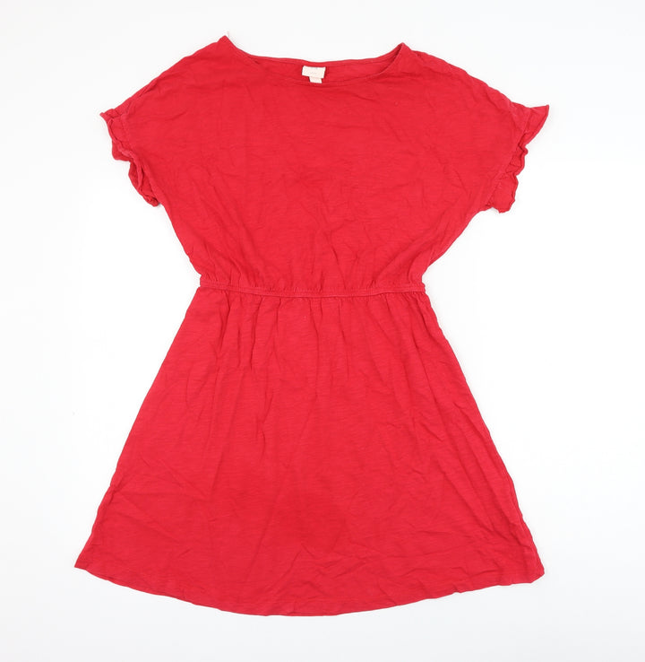 H&M Womens Red Cotton Shift Size S Round Neck Pullover