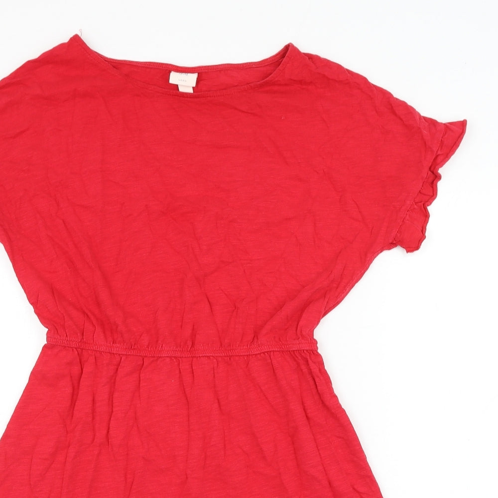 H&M Womens Red Cotton Shift Size S Round Neck Pullover