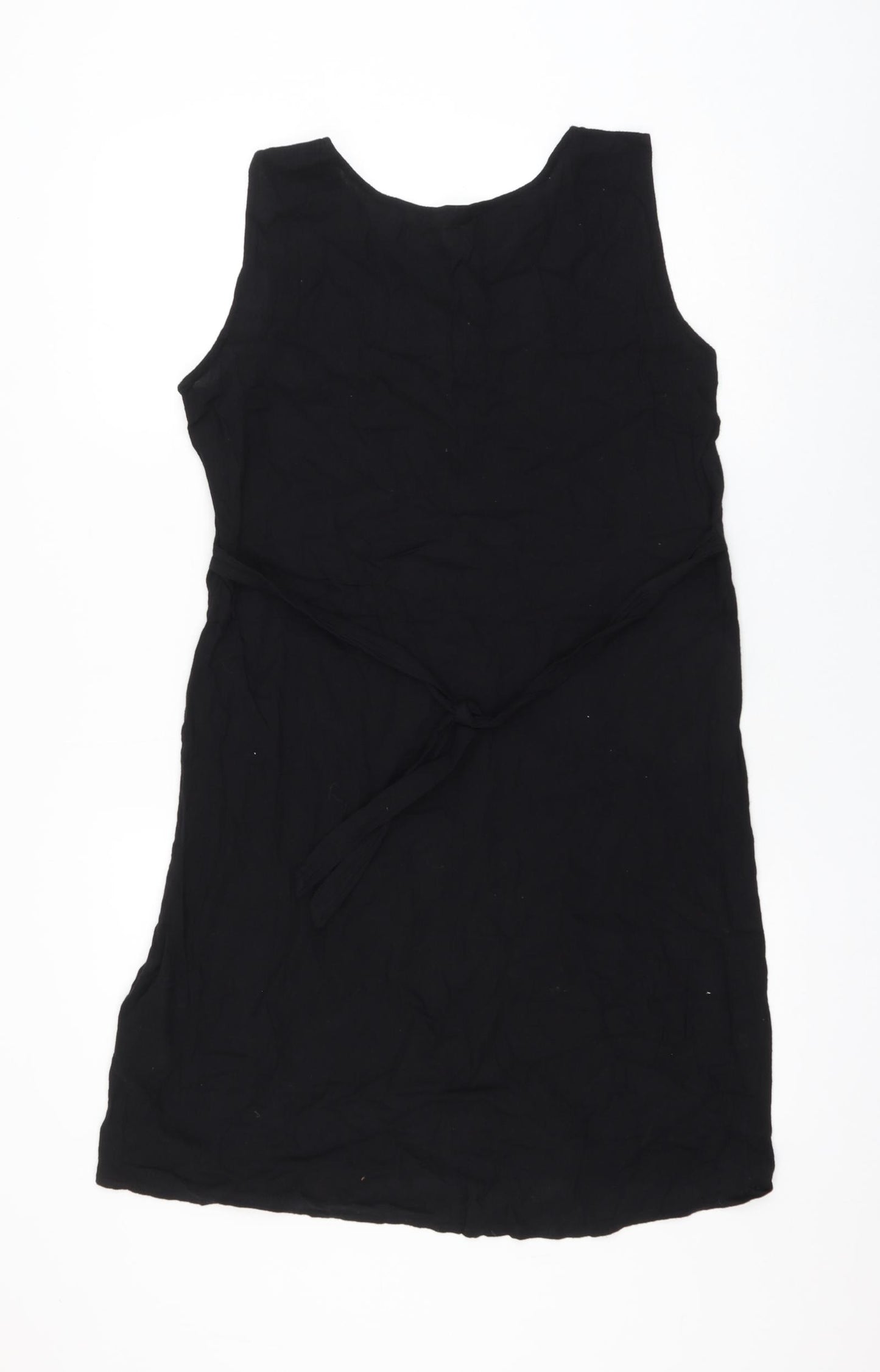 New Sensation Womens Black Cotton Shift Size M Round Neck Pullover - Flower