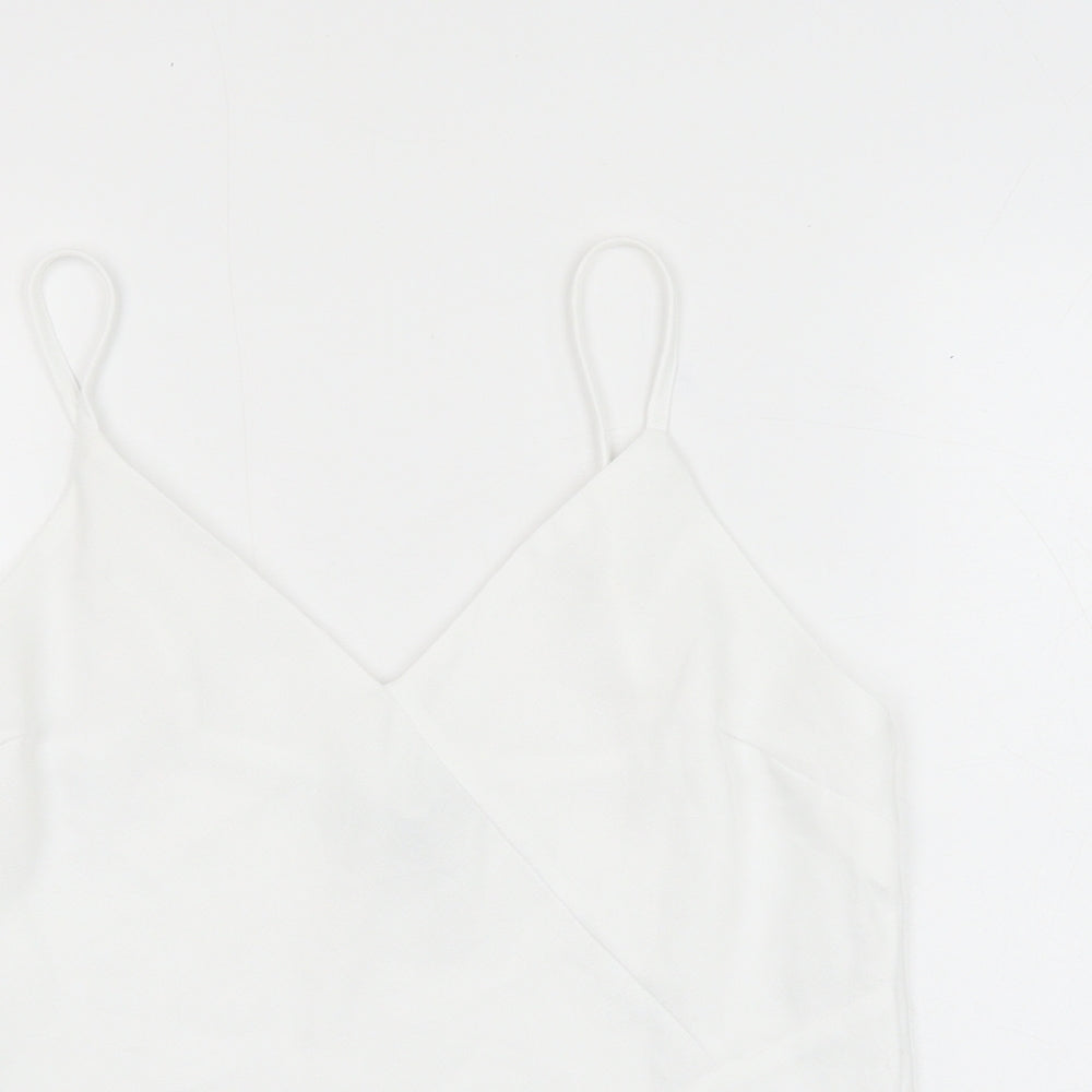 River Island Womens White Polyester Camisole Tank Size 8 V-Neck
