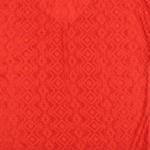 NEXT Womens Red Geometric Polyester Basic Blouse Size 18 V-Neck