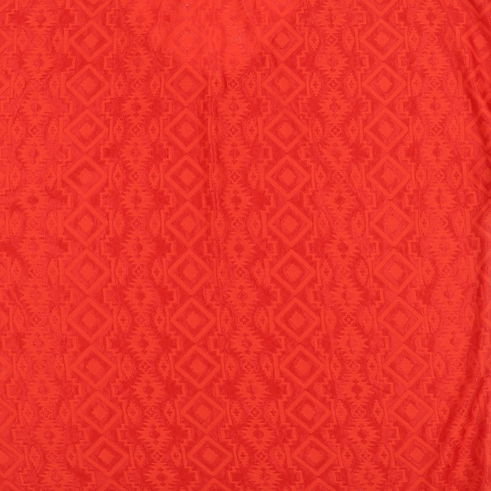 NEXT Womens Red Geometric Polyester Basic Blouse Size 18 V-Neck