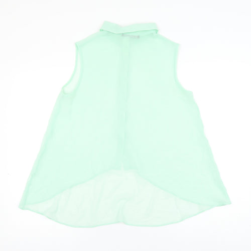 Atmos Womens Green Polyester Basic Button-Up Size 12 Collared