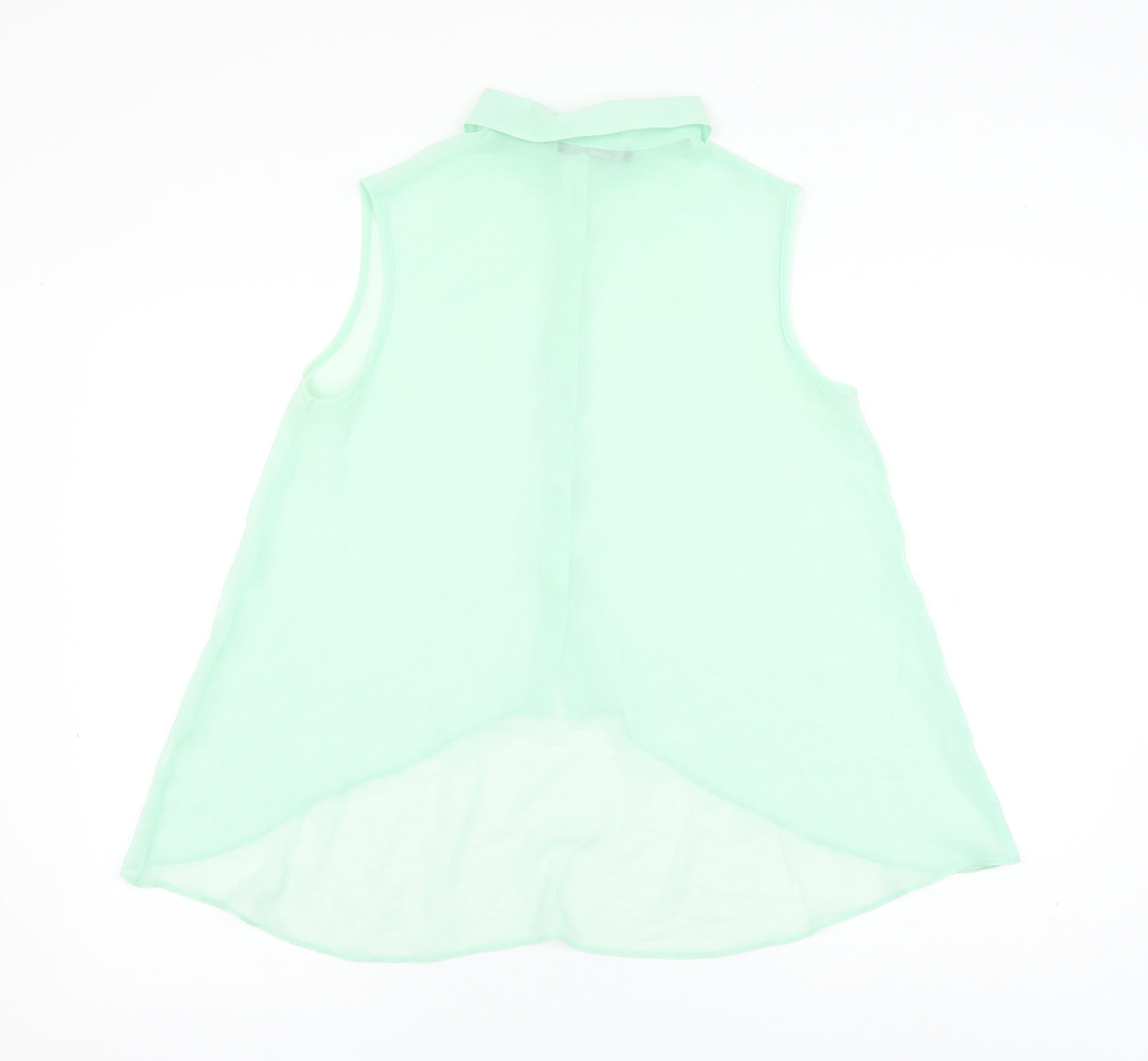 Atmos Womens Green Polyester Basic Button-Up Size 12 Collared