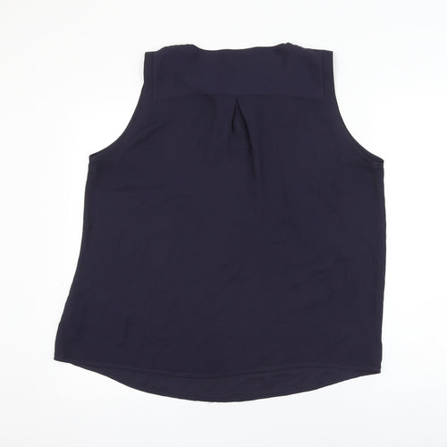 Marks and Spencer Womens Blue Polyester Basic Blouse Size 16 Round Neck