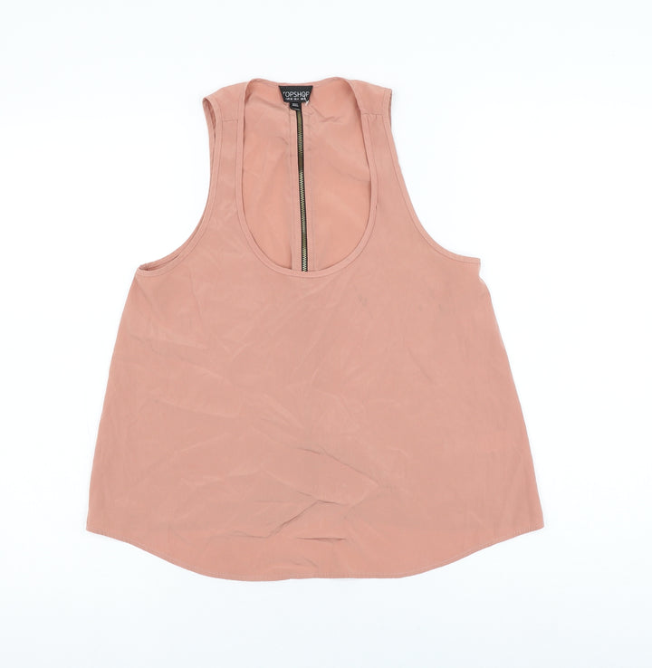Topshop Womens Pink Polyester Camisole Tank Size 8 Scoop Neck