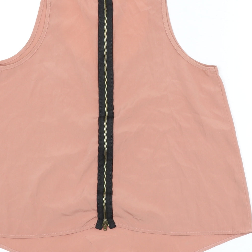 Topshop Womens Pink Polyester Camisole Tank Size 8 Scoop Neck