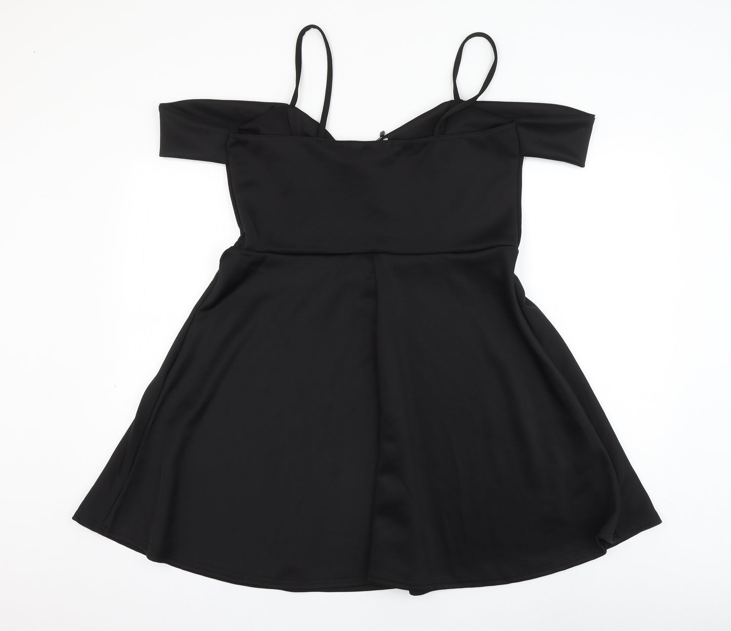 Boohoo Womens Black Polyester Skater Dress Size 16 Sweetheart Pullover