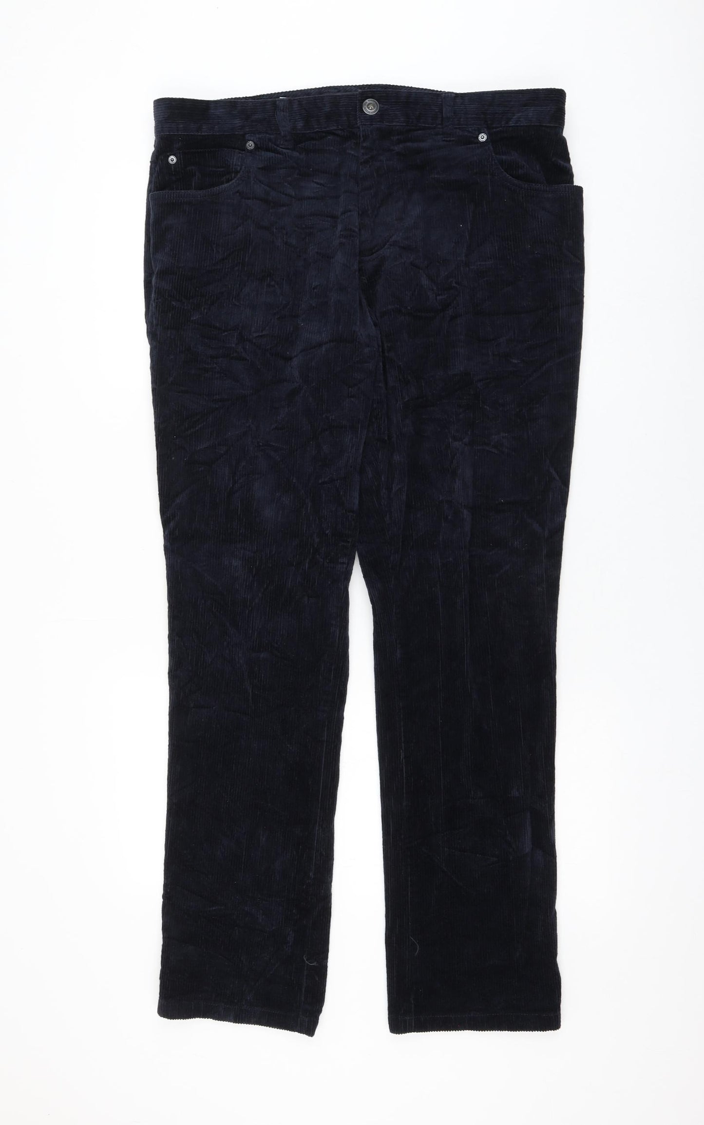 NEXT Womens Blue Cotton Trousers Size 36 in L30 in Regular Zip
