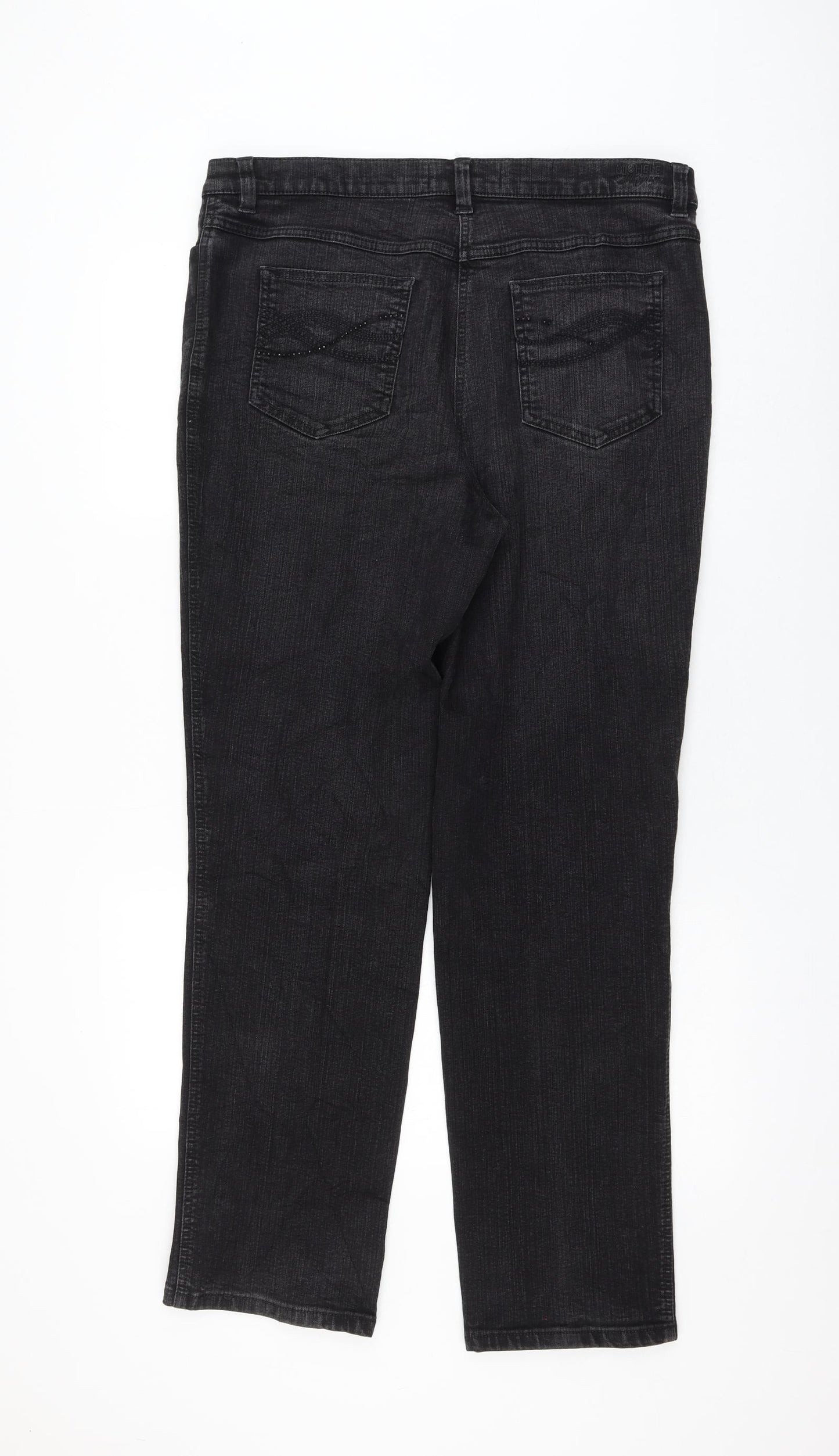 Michele Magic Womens Black Cotton Straight Jeans Size 18 L30 in Regular Zip