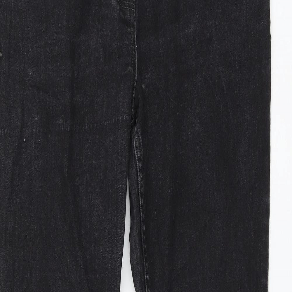 George Womens Black Cotton Straight Jeans Size 14 L32 in Regular Zip