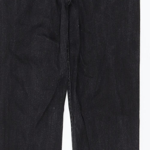 George Womens Black Cotton Straight Jeans Size 14 L32 in Regular Zip