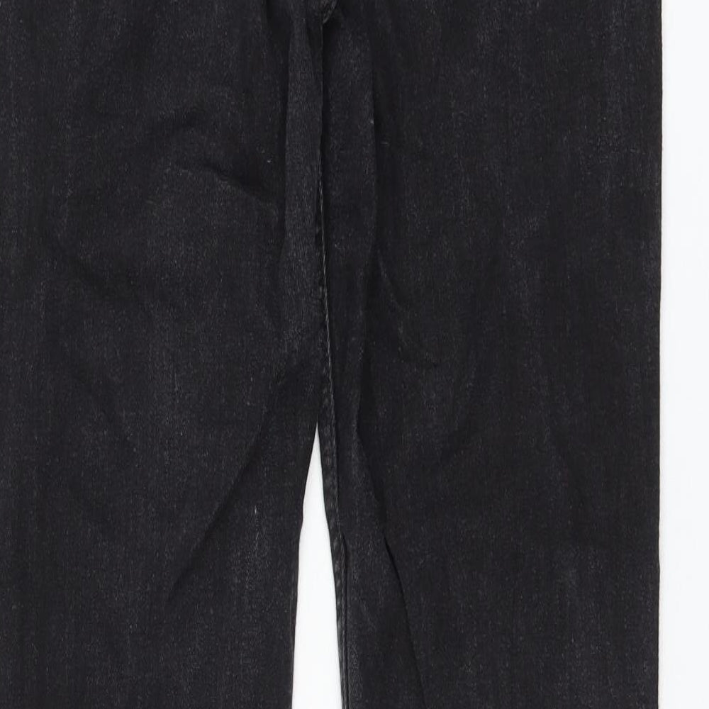 George Womens Black Cotton Straight Jeans Size 14 L32 in Regular Zip