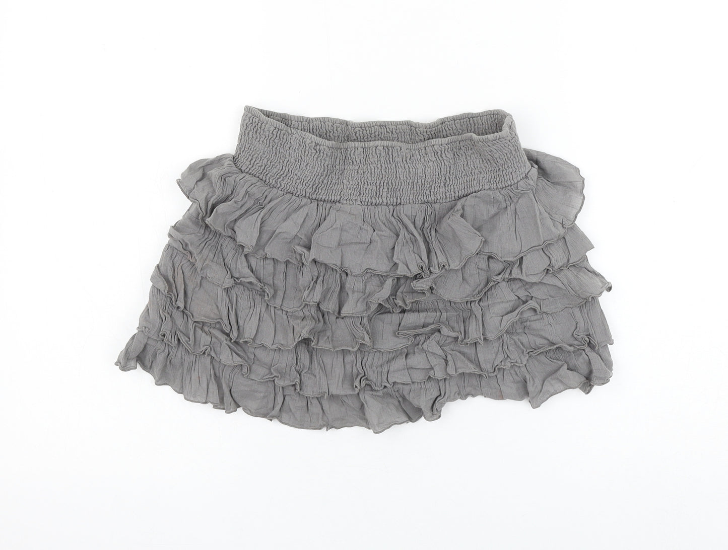 Zara Girls Grey Cotton Mini Skirt Size 11-12 Years Regular Pull On
