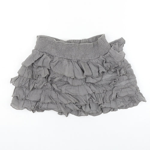 Zara Girls Grey Cotton Mini Skirt Size 11-12 Years Regular Pull On