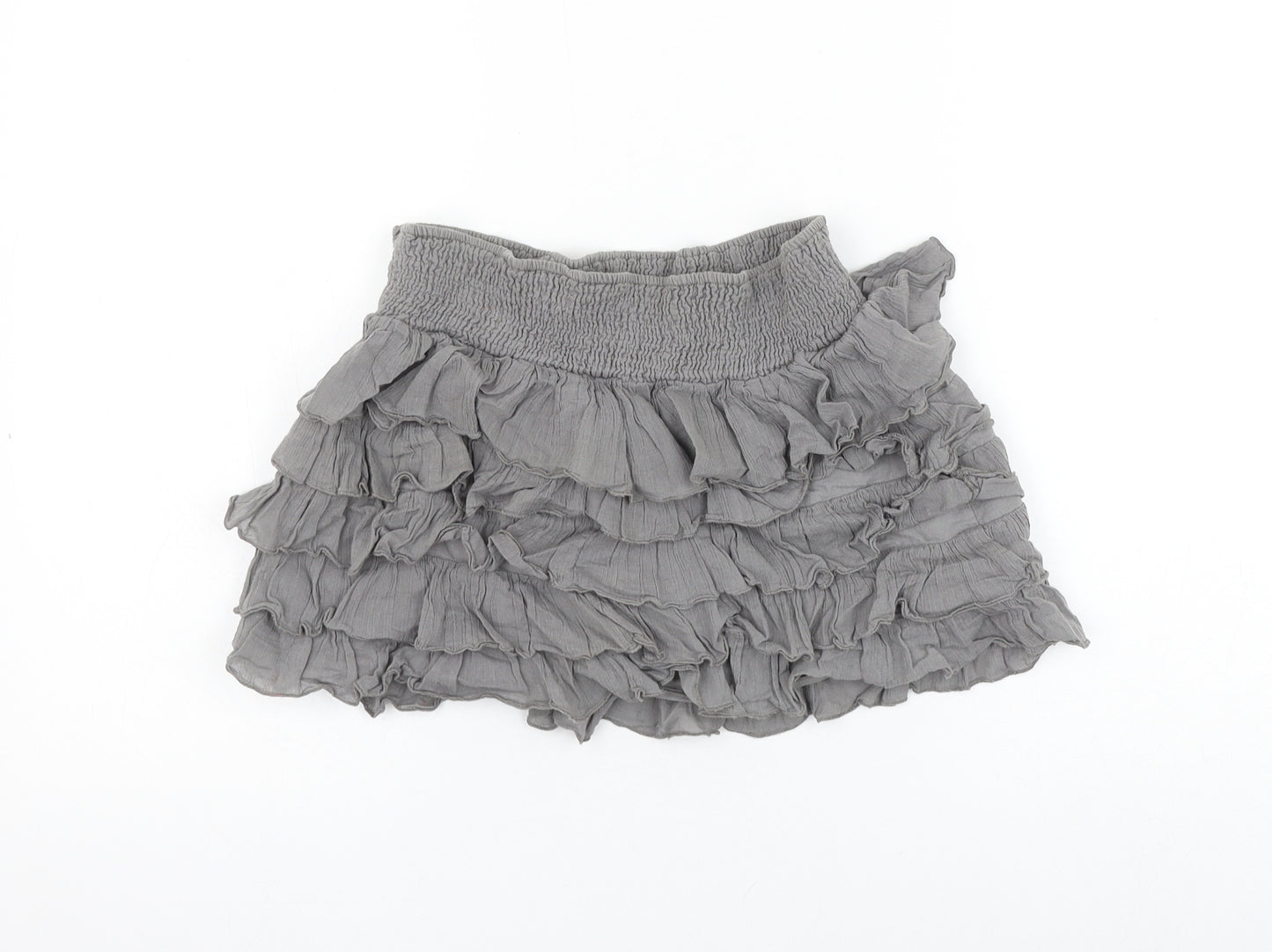 Zara Girls Grey Cotton Mini Skirt Size 11-12 Years Regular Pull On