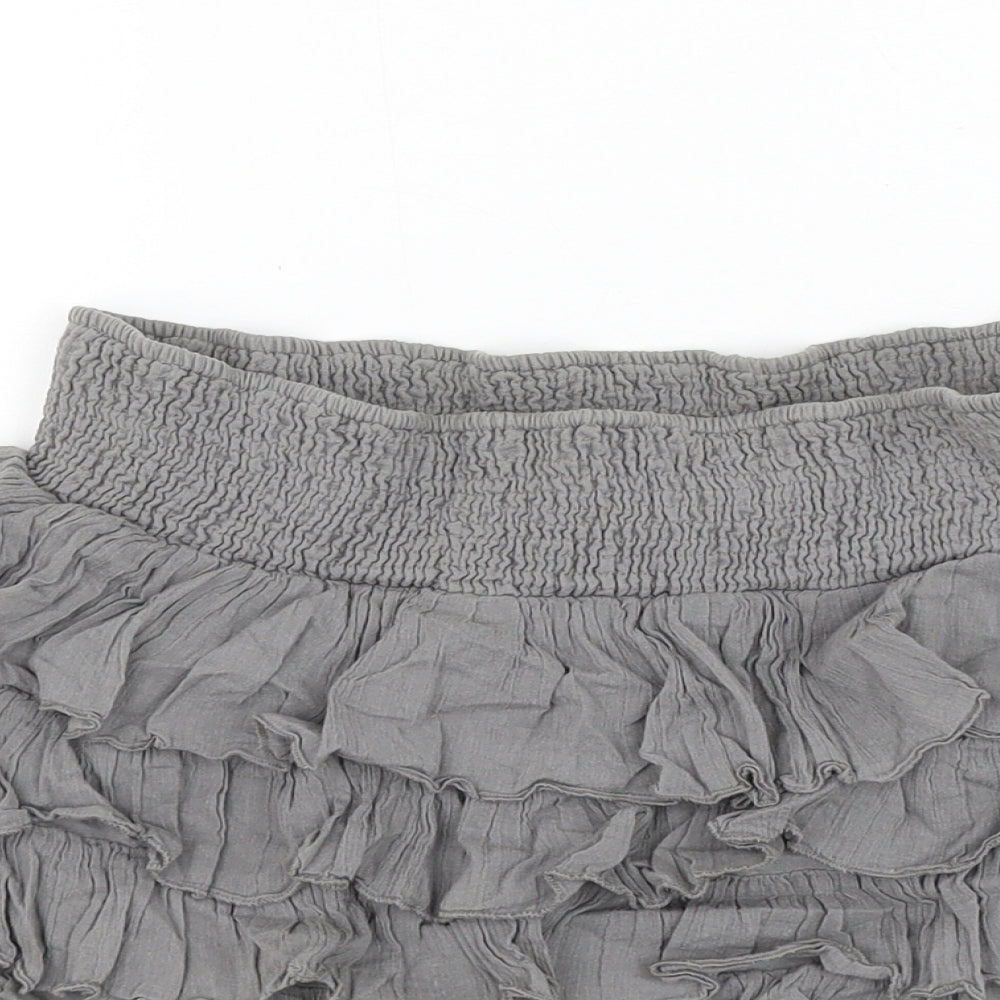 Zara Girls Grey Cotton Mini Skirt Size 11-12 Years Regular Pull On