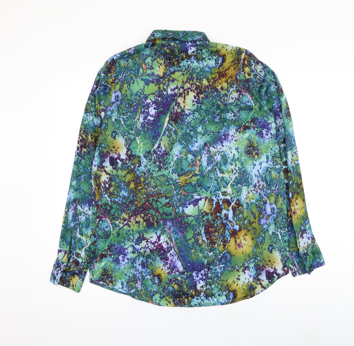 Oh My Love Womens Multicoloured Geometric Polyester Basic Button-Up Size S Collared
