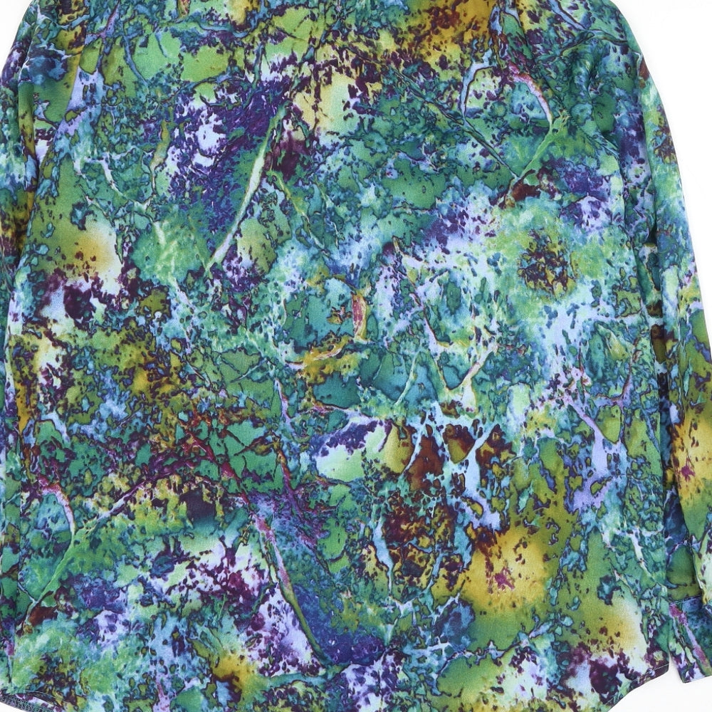 Oh My Love Womens Multicoloured Geometric Polyester Basic Button-Up Size S Collared