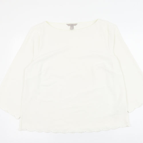 H&M Womens White Polyester Basic Blouse Size 16 Round Neck