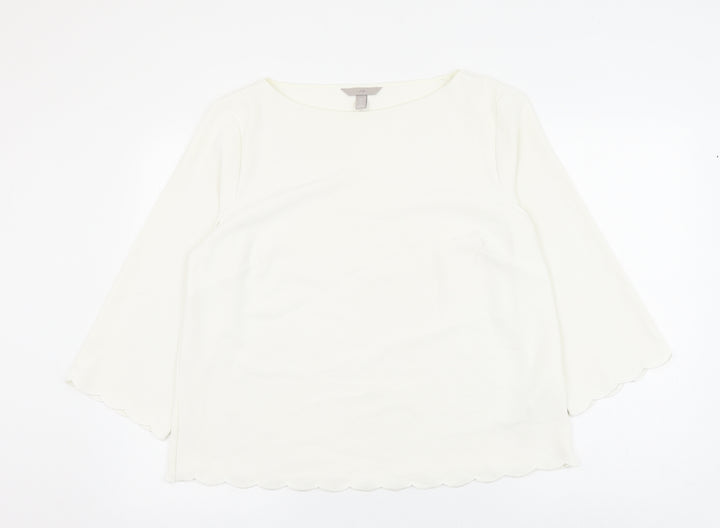 H&M Womens White Polyester Basic Blouse Size 16 Round Neck