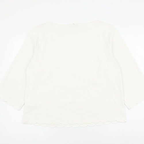 H&M Womens White Polyester Basic Blouse Size 16 Round Neck
