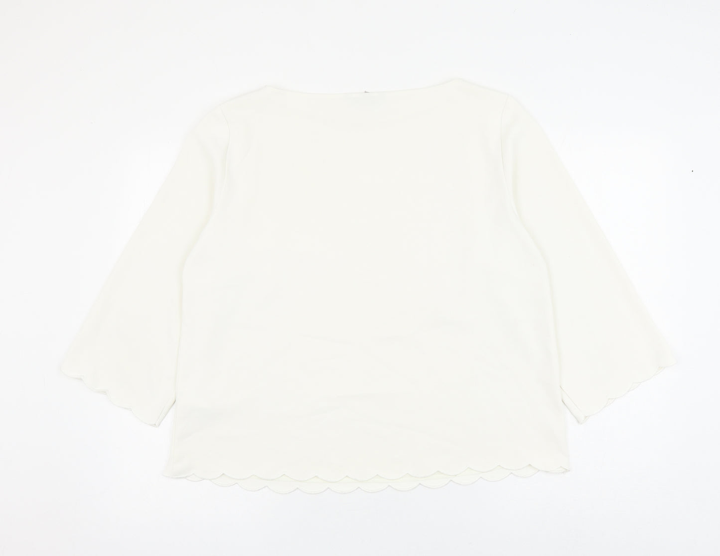 H&M Womens White Polyester Basic Blouse Size 16 Round Neck