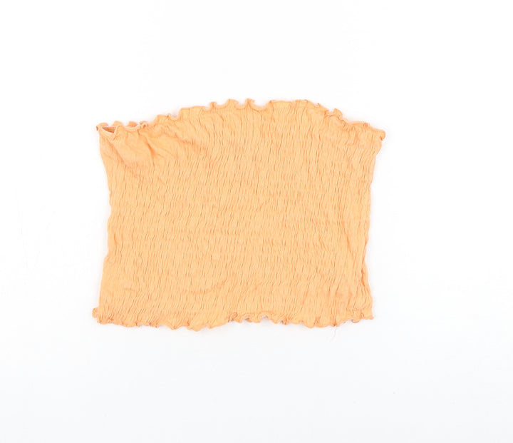 New Look Womens Orange Cotton Cropped Tank Size S Off the Shoulder