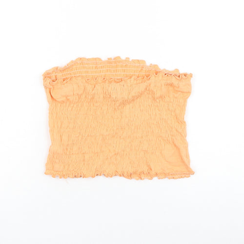 New Look Womens Orange Cotton Cropped Tank Size S Off the Shoulder