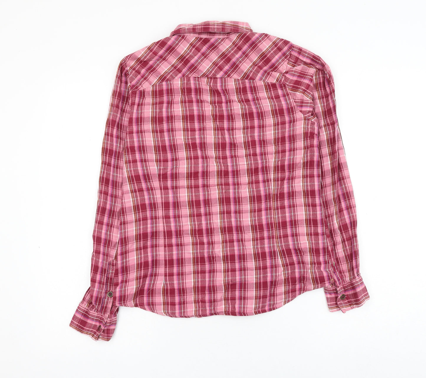 Regatta Womens Pink Plaid Cotton Basic Button-Up Size 12 Collared