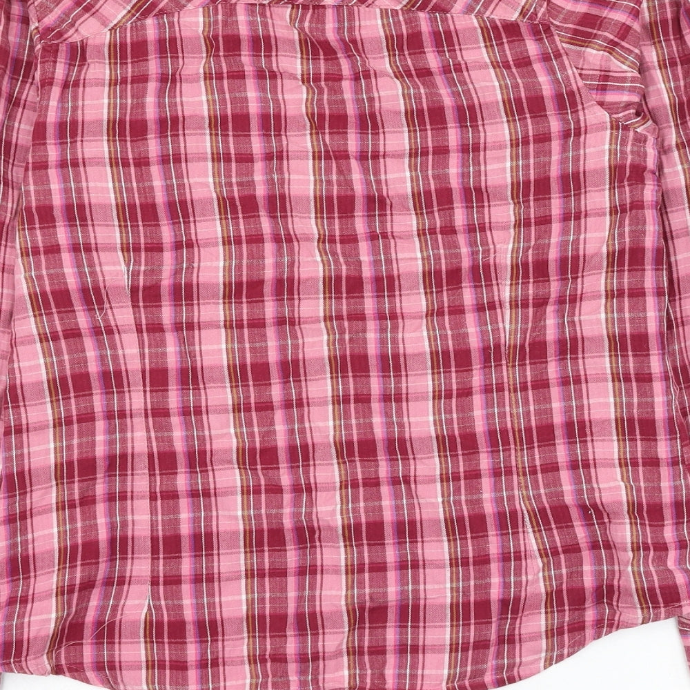 Regatta Womens Pink Plaid Cotton Basic Button-Up Size 12 Collared