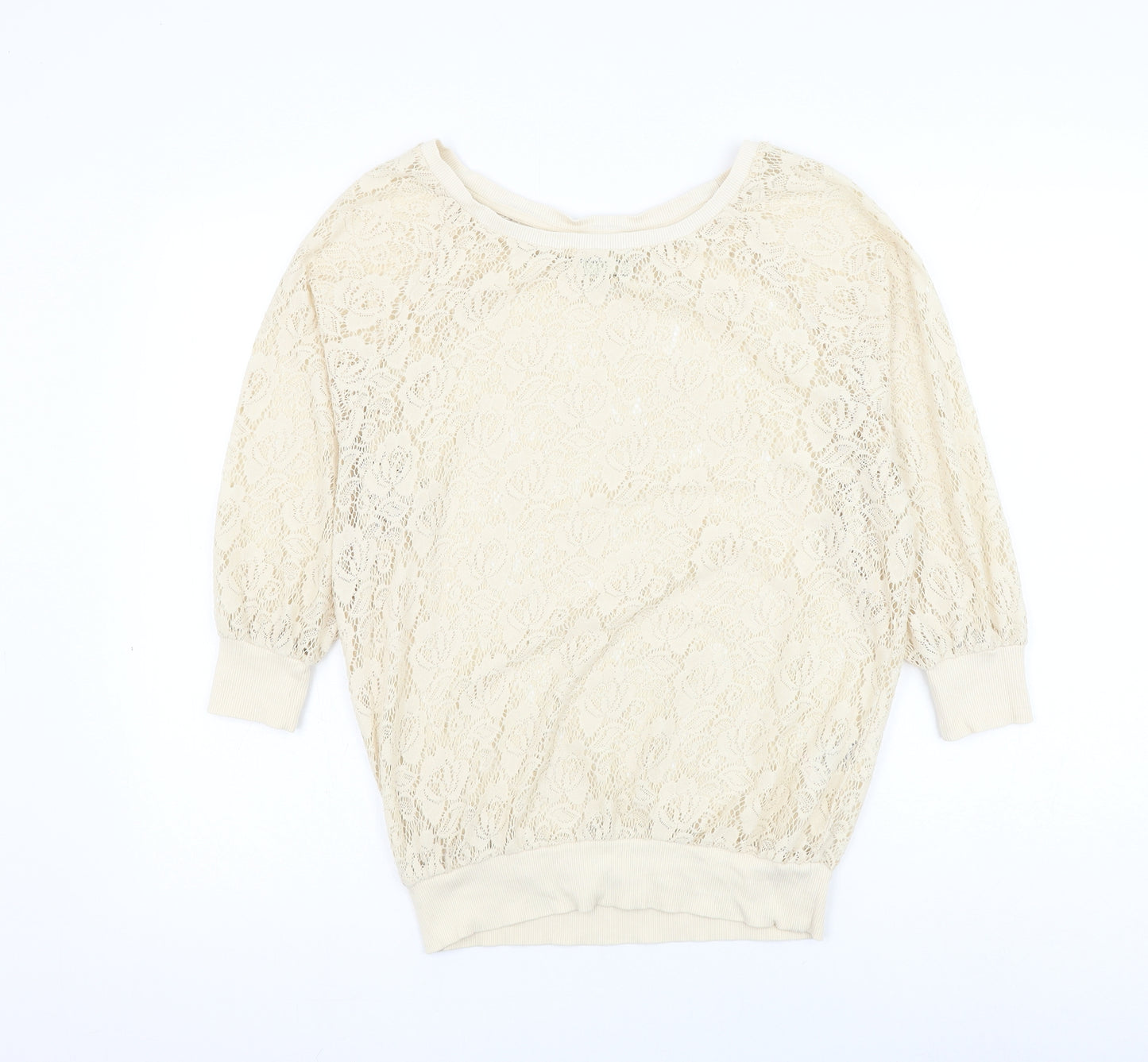 NEXT Womens Beige Round Neck Polyester Pullover Jumper Size 8