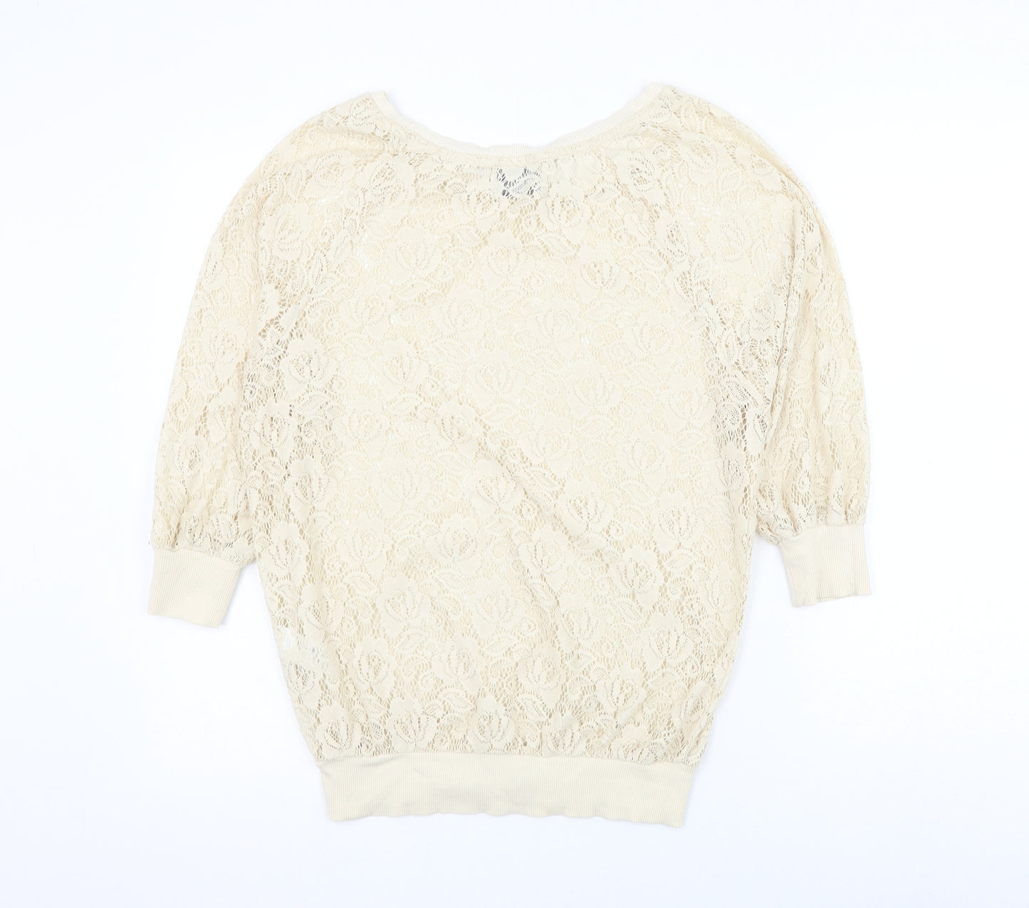 NEXT Womens Beige Round Neck Polyester Pullover Jumper Size 8