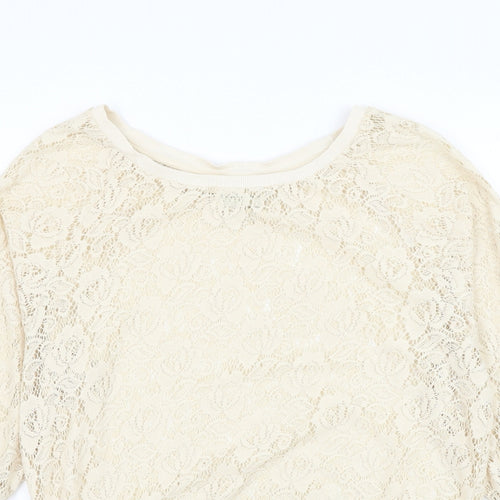NEXT Womens Beige Round Neck Polyester Pullover Jumper Size 8