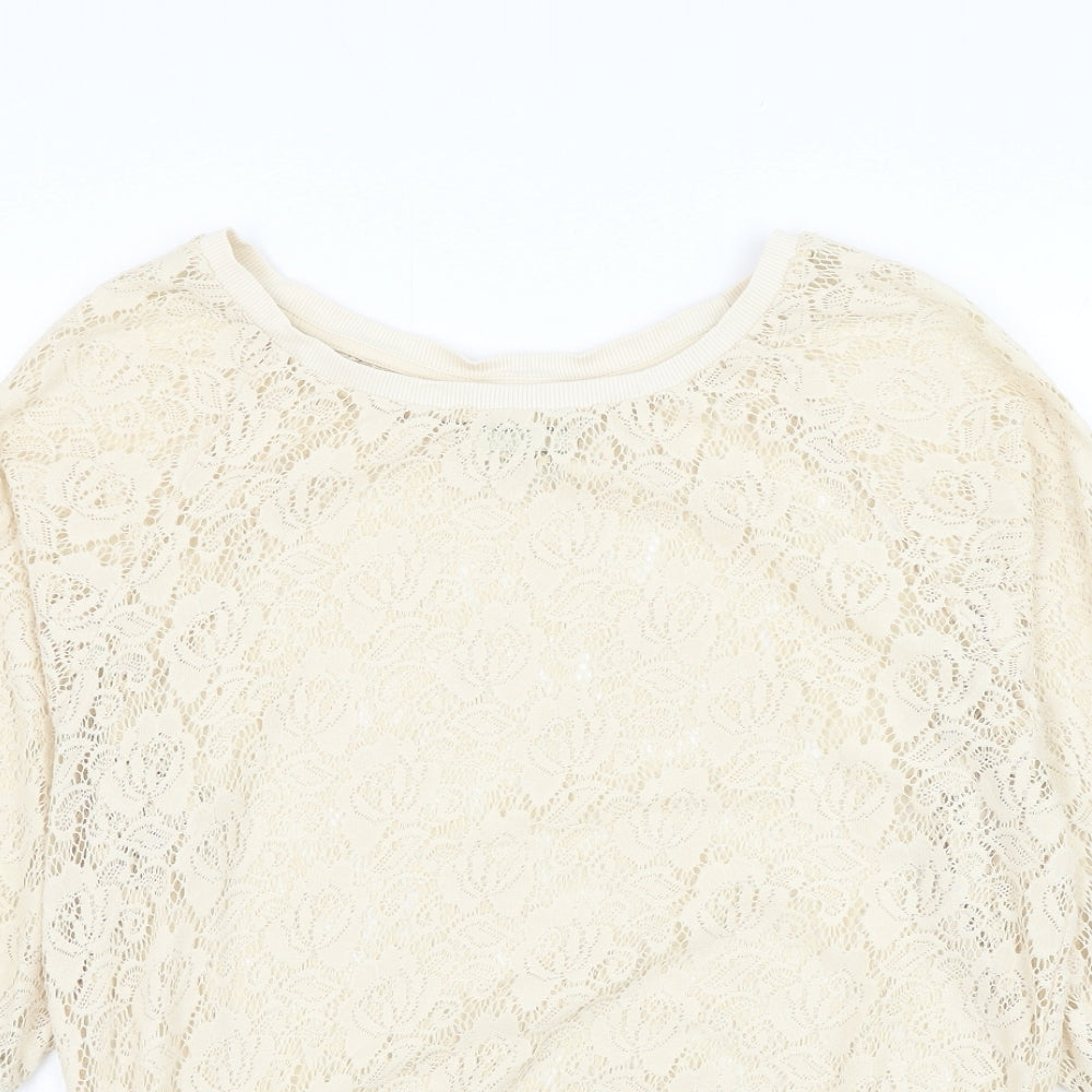 NEXT Womens Beige Round Neck Polyester Pullover Jumper Size 8