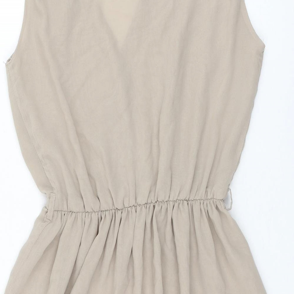 Love Womens Beige Polyester Skater Dress Size S V-Neck Pullover