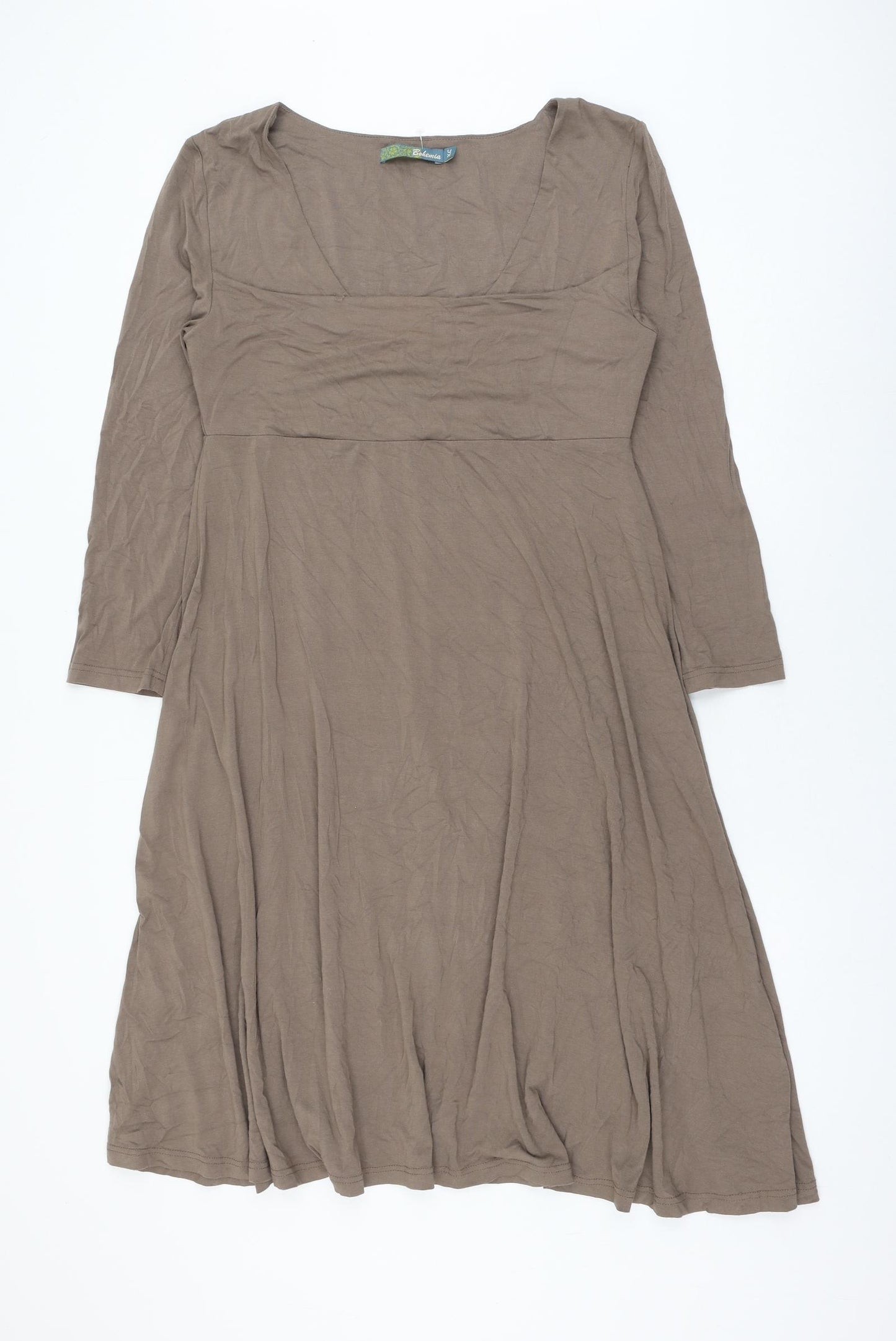 Bohemian Womens Brown Viscose Fit & Flare Size XL Square Neck Pullover