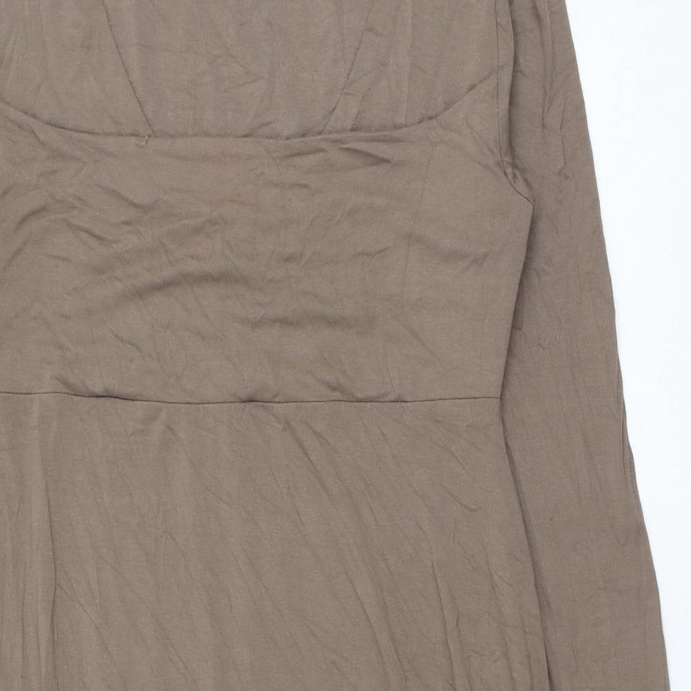 Bohemian Womens Brown Viscose Fit & Flare Size XL Square Neck Pullover