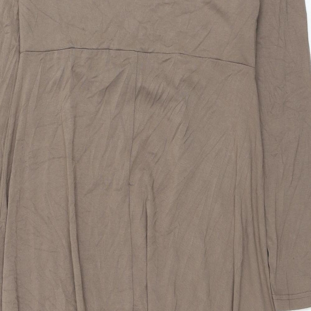 Bohemian Womens Brown Viscose Fit & Flare Size XL Square Neck Pullover