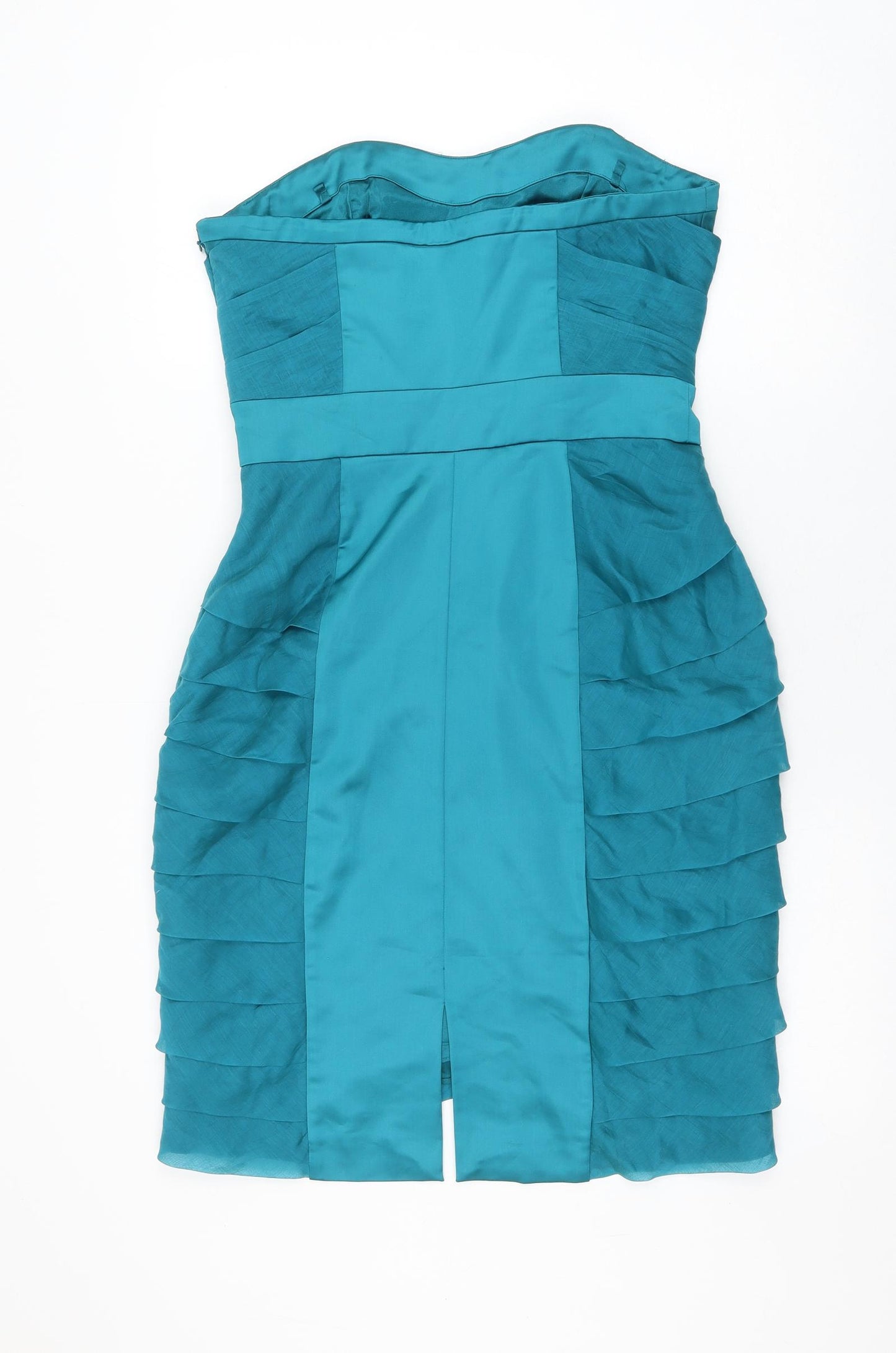 Coast Womens Blue Lyocell Mini Size 12 Off the Shoulder Zip